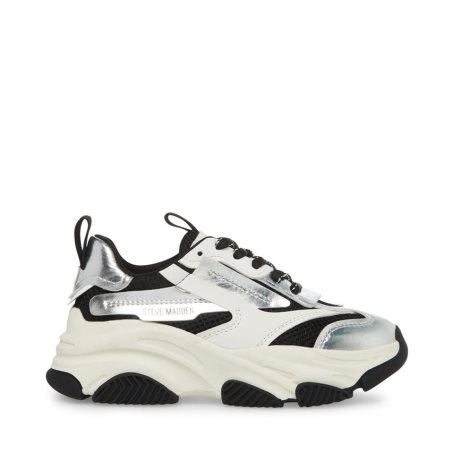 Silver / White / Black Steve Madden Jpossess Kids' Sneakers | PH 2930DYX